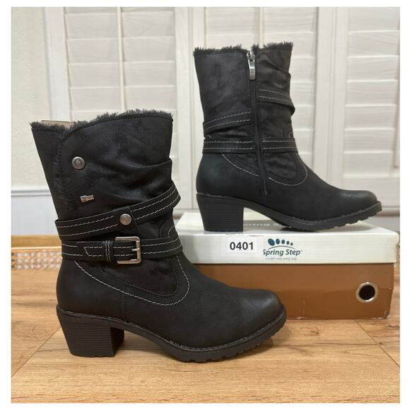Spring Step Relife Boisa Boot Black Vegan Leather 9 US 40 EU NIB Water Resistant - Picture 2 of 16
